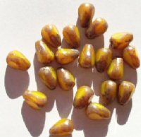 20 11x8mm Three Sided Milky Yellow Opal Picasso Drop Beads